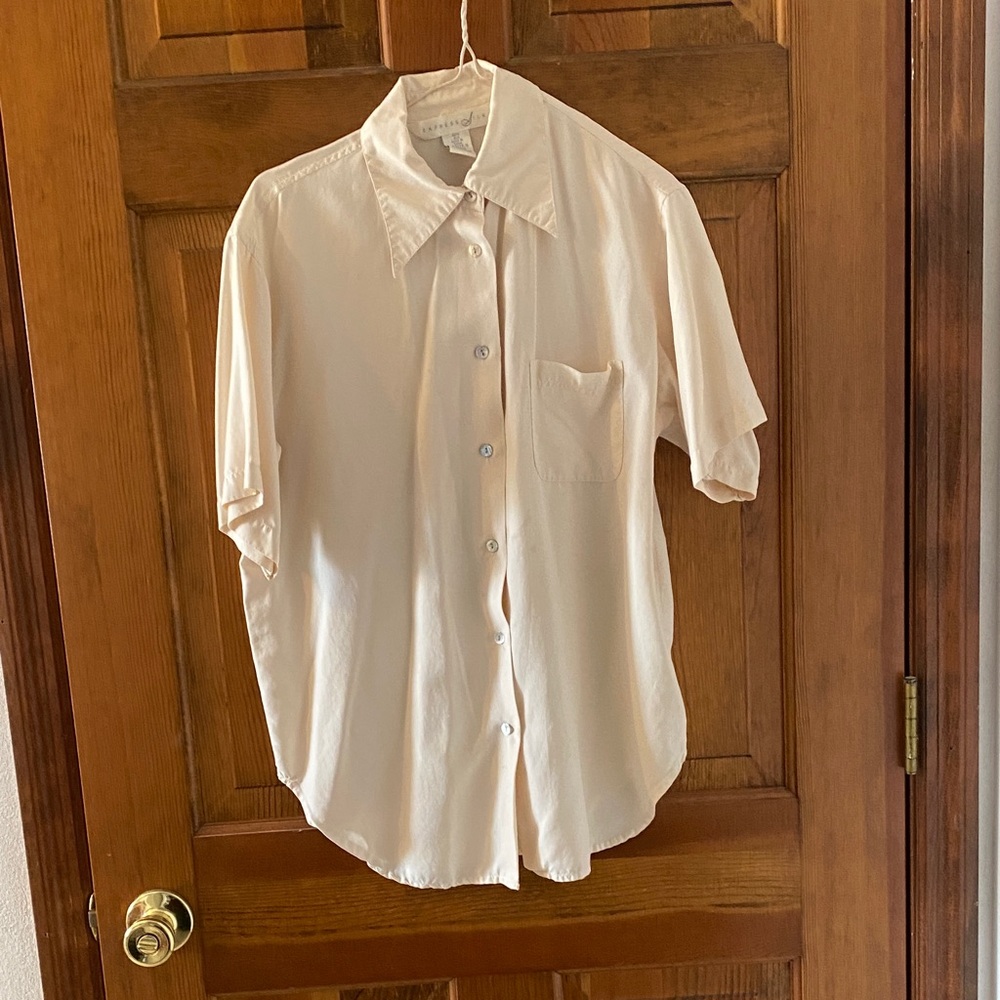 Express Women’s size S silk Light Cream color Button Down Shirt